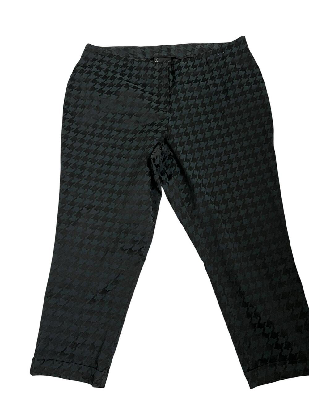 Lane Bryant Dress Pants Womens 22 Black Houndstooth Twill Stretch Work Office